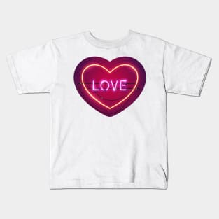 Pink Love in the Heart Neon Sign Kids T-Shirt